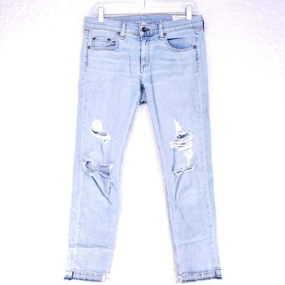 Rag and Bone Dre Destroyed Capri Women Size 27 Mid-Rise Denim Jeans Casual Pants - Picture 1 of 11